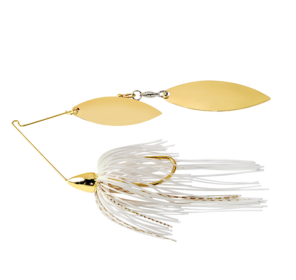 We Gld Dbl Wil Spinnerbait Wht Gld