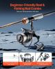 VEVOR Rod and Fishing Reel Combo, IM6 Fiberglass & Carbon Fiber Spinning Rod and Reel Combo, Bass Fishing Pole with 6.5 ft Two-Piece Rods